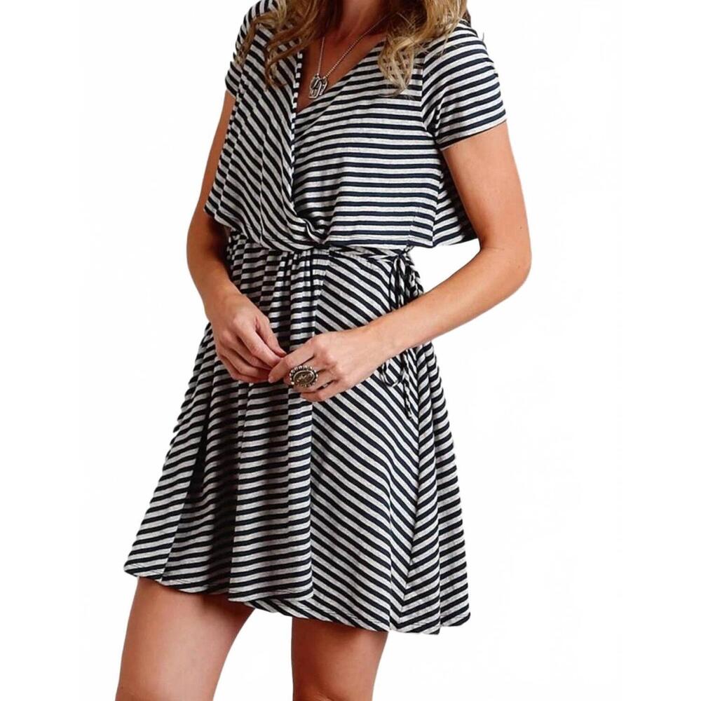 NEW STETSON jersey knit wrap dress in dark navy